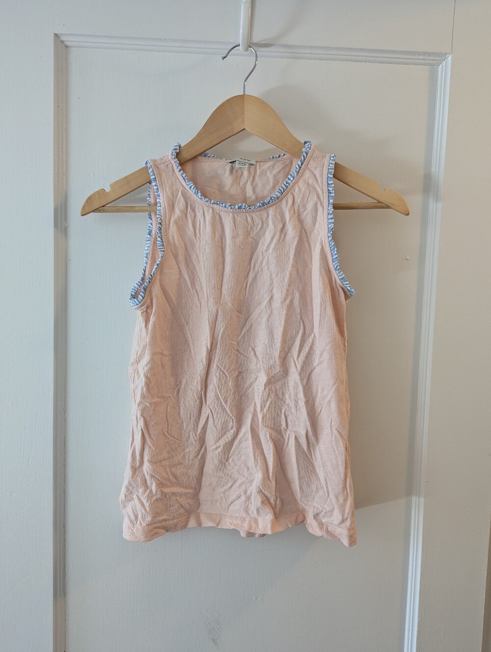 J. Crew Pale Pink Tank with Blue Trim Size XXS